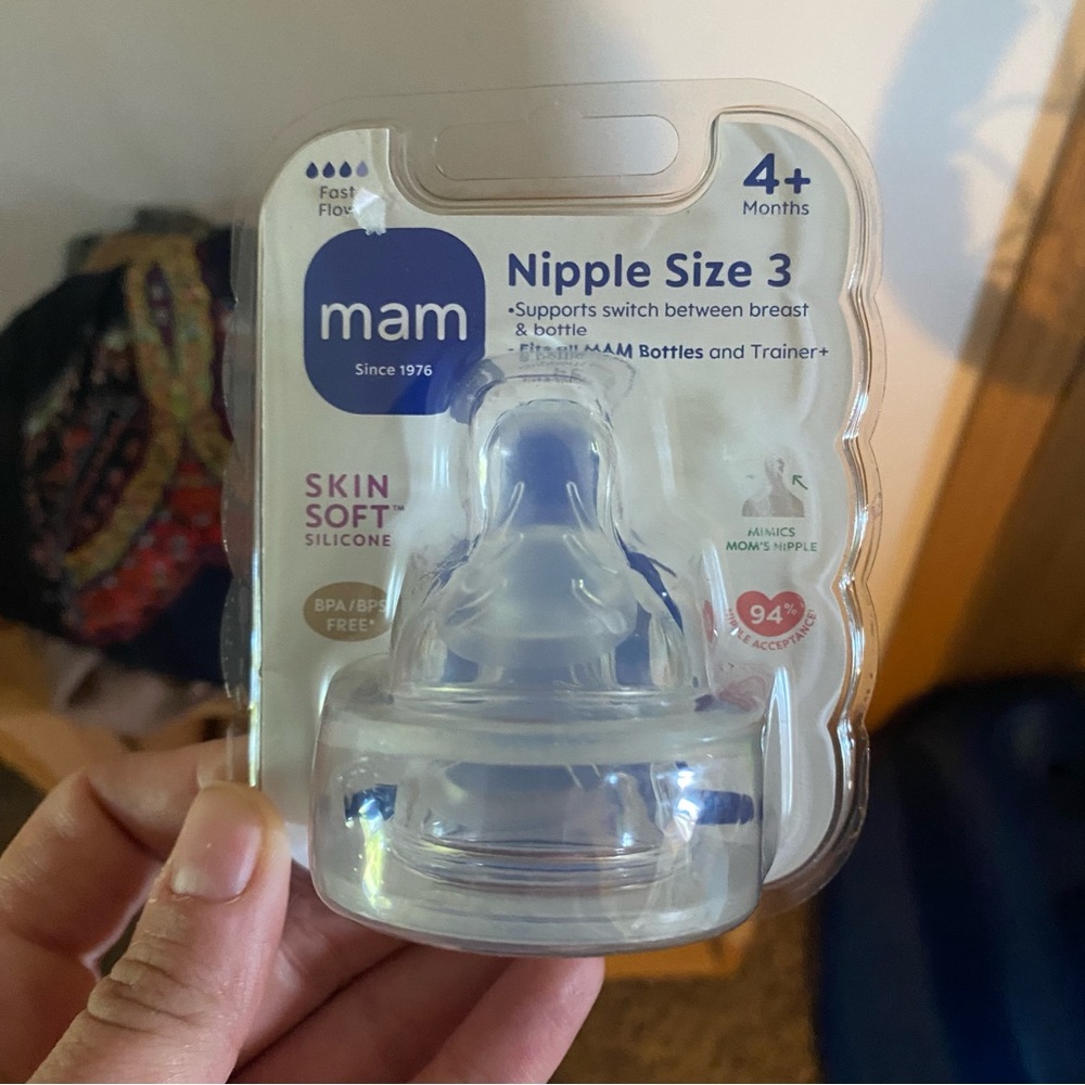NEW SEALED MAM Fast Flow Nipple- 2 Pack- Age 4+ Months